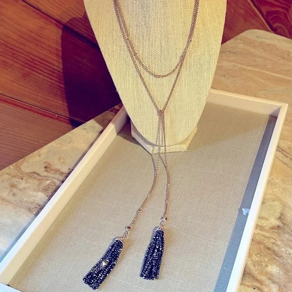 Park Lane Jewelry - Dainty Tassel Layered Gold Hematite Beaded Necklace Wrangler Park Lane Jewelry
